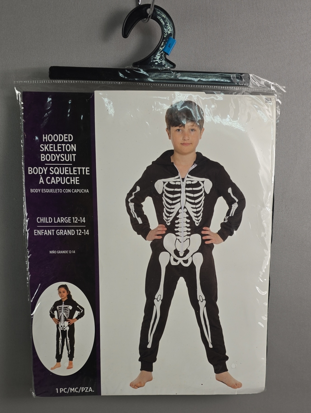 Hooded Skeleton Bodysuit Costume - Black